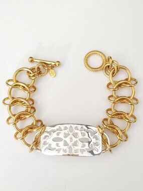 Gold and silver toggle close bracelet